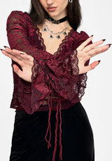 Delilah Corded Flock Long Sleeve Blouse