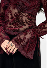 Delilah Corded Flock Long Sleeve Blouse
