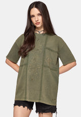 Blake Lace Oversized Graphic T-Shirt - Khaki