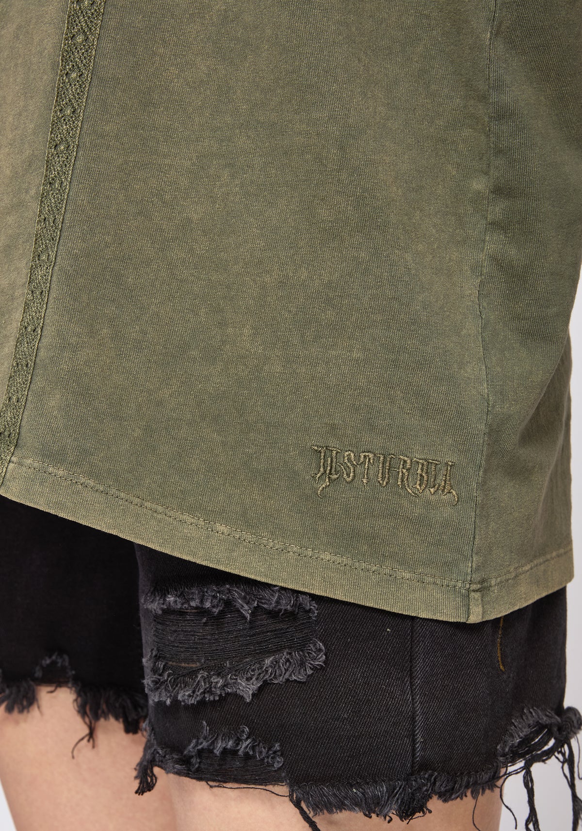 Blake Lace Oversized Graphic T-Shirt - Khaki