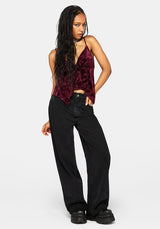 Sienna Hanky Hem Cami Top - Burgundy
