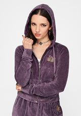 Solara Phoenix Embroidered Zip Through Crop Hoodie