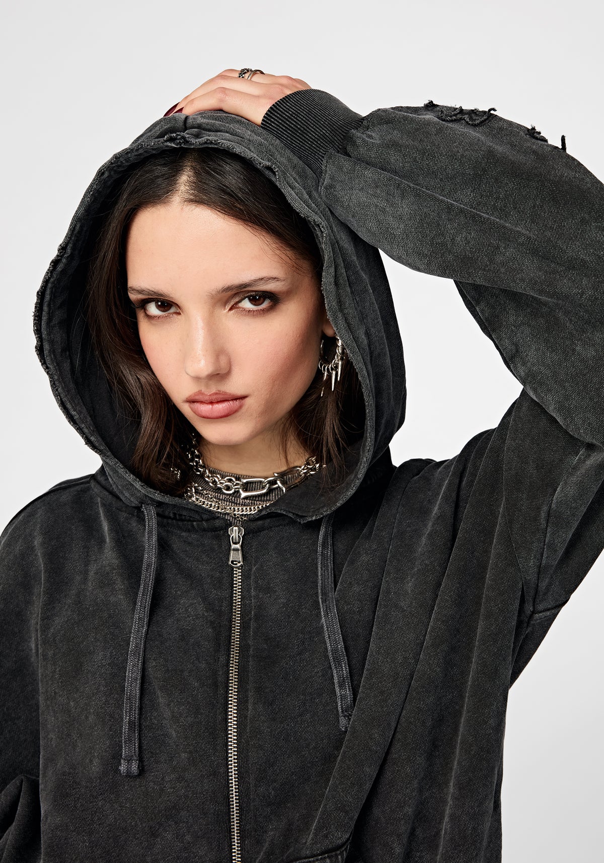 Noctis Applique Embroidered Zip Up Hoodie
