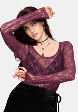 Lucera Long Sleeve Lace Scoop Neck Top