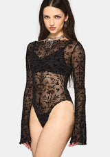 Mae Flock Slash Neck Bodysuit