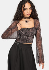 Disturbia x The Witcher Rivia Print Chiffon Top