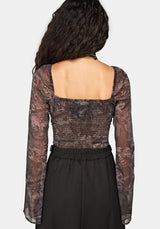 Disturbia x The Witcher Rivia Print Chiffon Top