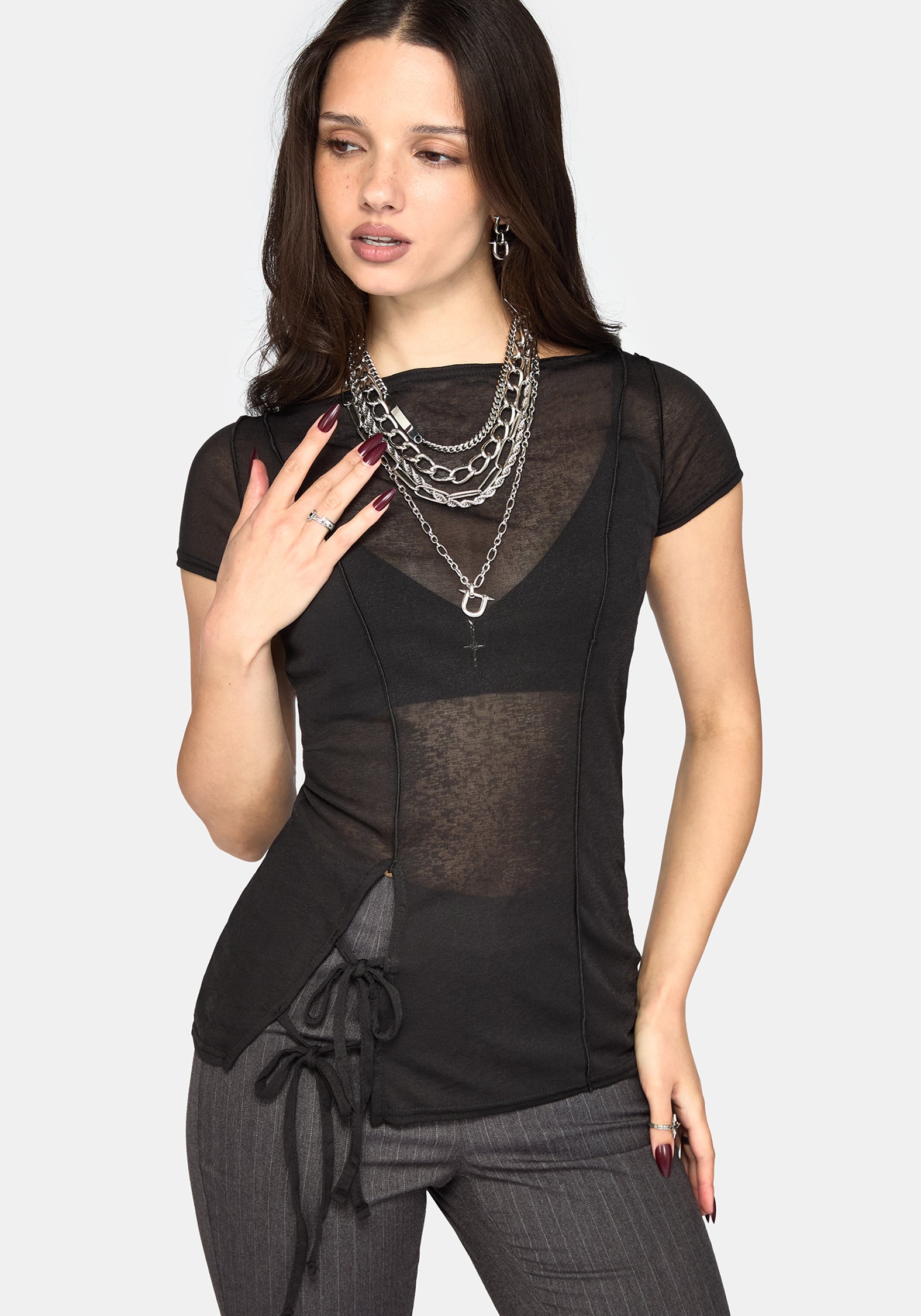 Annie Sheer Textured Mesh Top