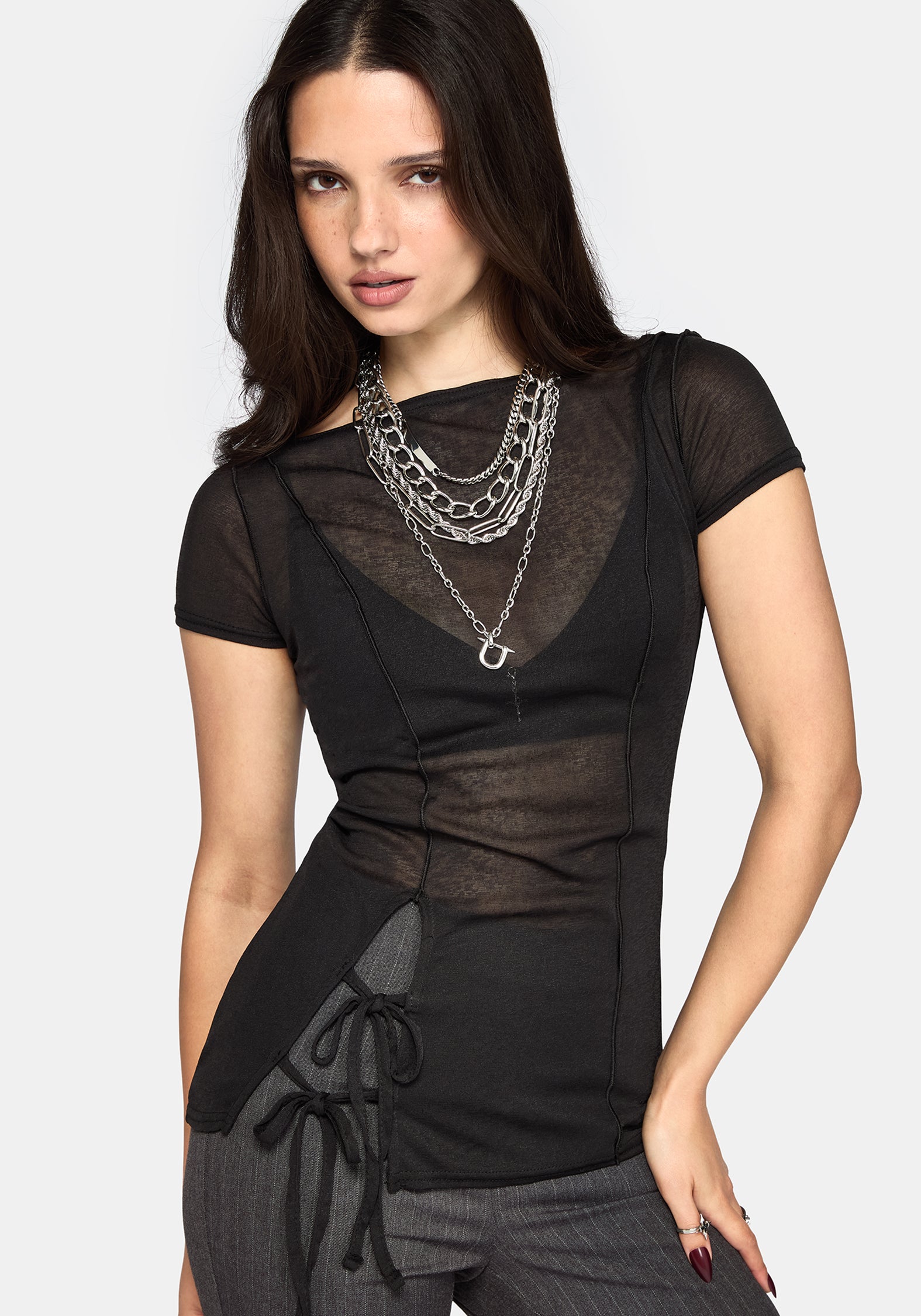 Annie Sheer Textured Mesh Top