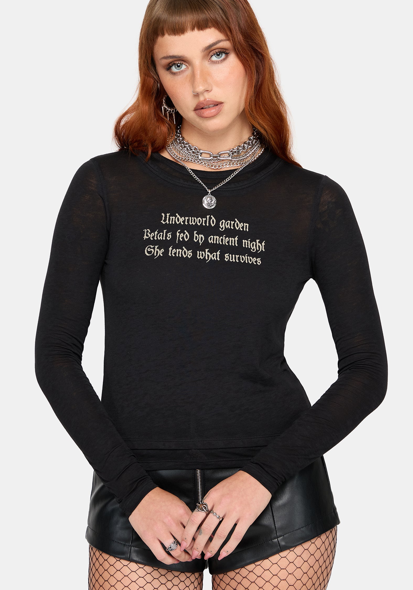 Ancient Langarm Burnout Graphic T-Hemd