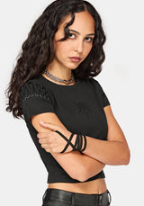 Disturbia x The Witcher Lace Up Shrunken T-Shirt