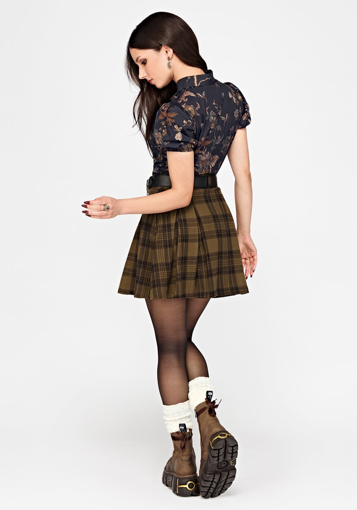 Poison Eden Printed Short Sleeve Blouse - Midnight