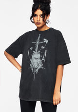 Anura Oversize Säure Waschen Frosch Grafik Druck T-Shirt