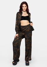 Gallo Satin Jacquard Wide Leg Split Trouser
