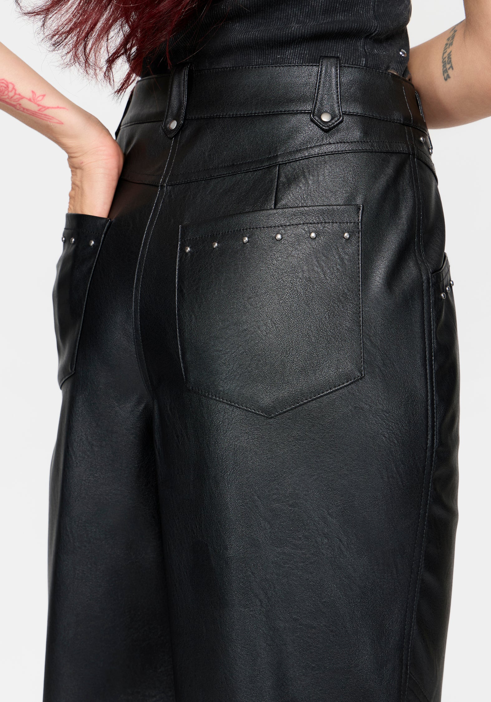 Talia Mit Nieten PU Weites Bein Hose