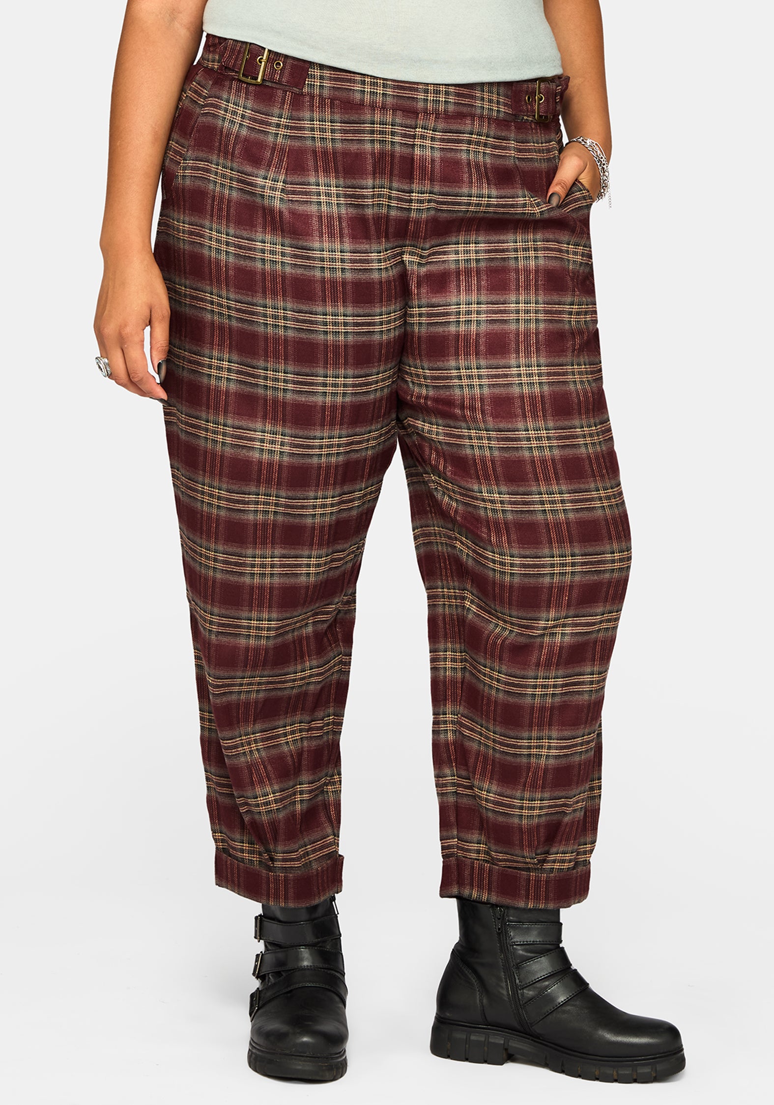Cecily Buckle Balloon Trouser - Burgundy