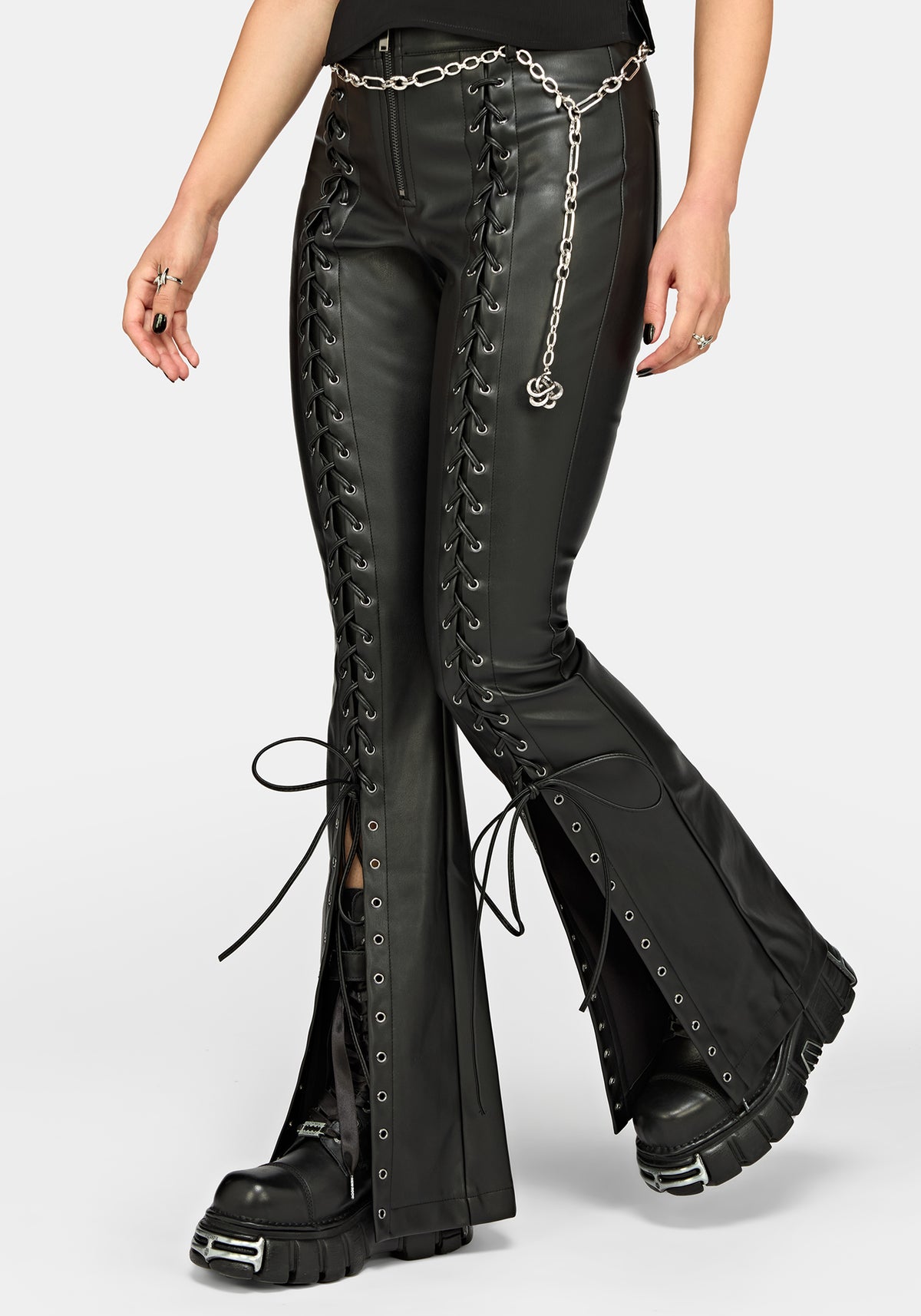 Monica PU Lace Up Trouser