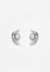 Crescent Moonstone Studs