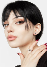 Crescent Moonstone Studs