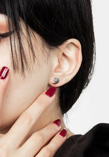 Crescent Moonstone Studs