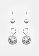 Goddess Triple Mond Moonstone Ear Niete