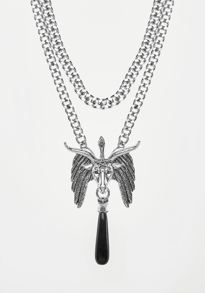 BAPHOMET BLACK AGATE CHAIN CHOKER