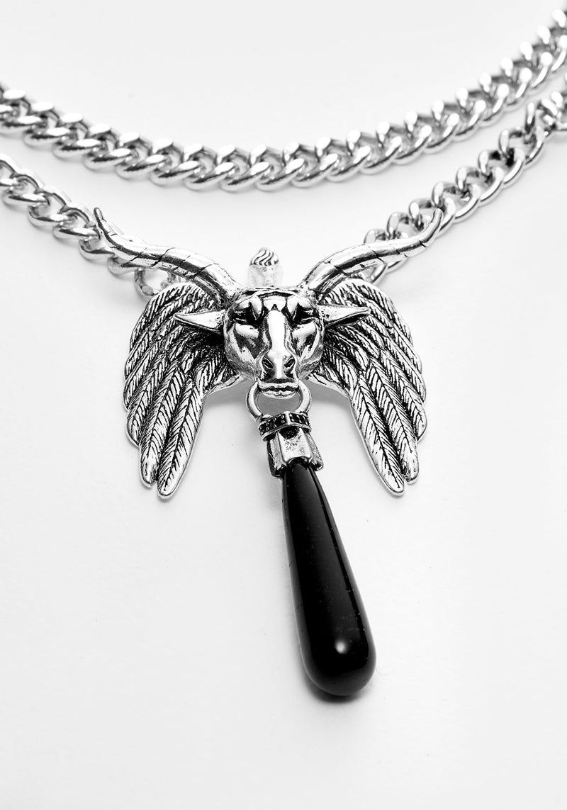 BAPHOMET BLACK AGATE CHAIN CHOKER