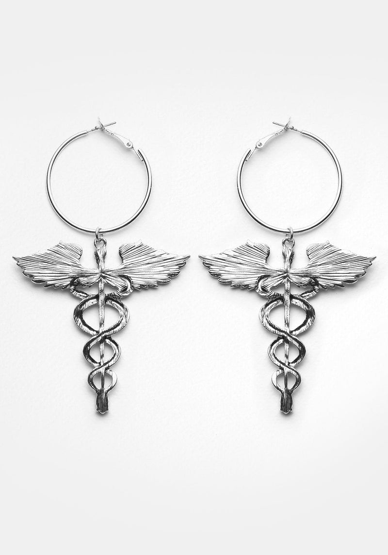 CADUCEUS HOOP EARRINGS