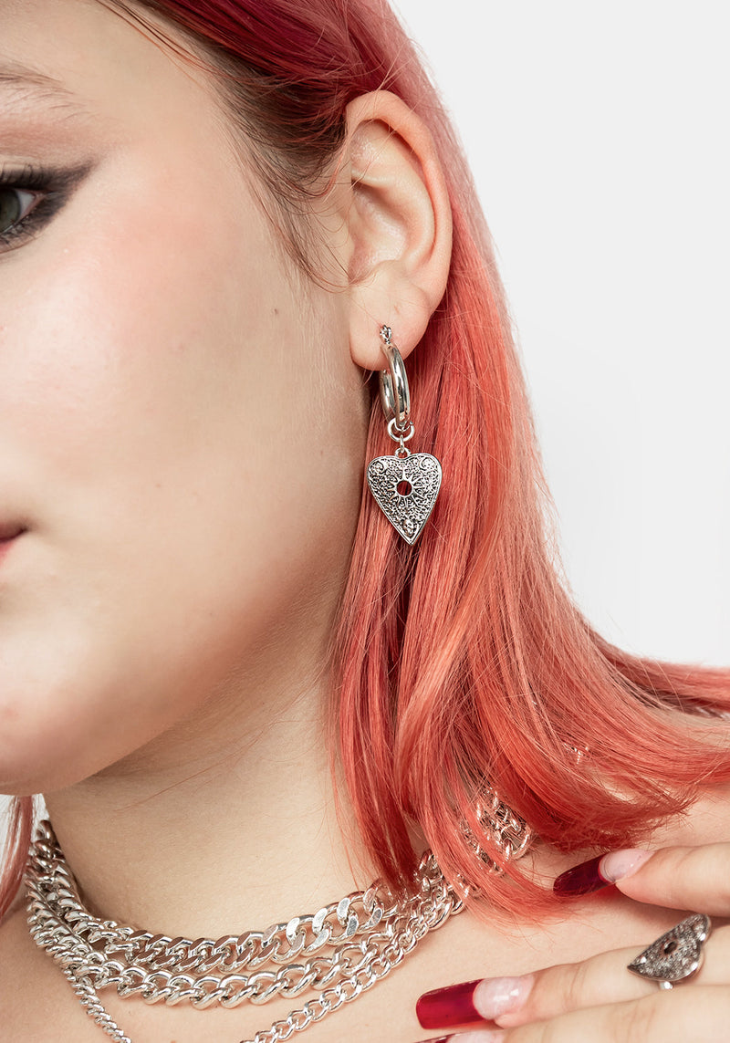 OUIJA PLANCHETTE HOOP EARRINGS