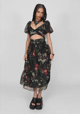 Anara Fruit Print Twist Front Midaxi Dress