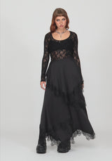 Dhalia Satin and Lace Tattered Maxi Skirt