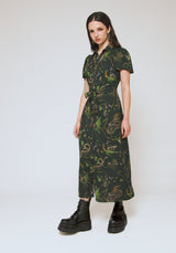 Noctaris Print Fitted Midi Shirt Dress